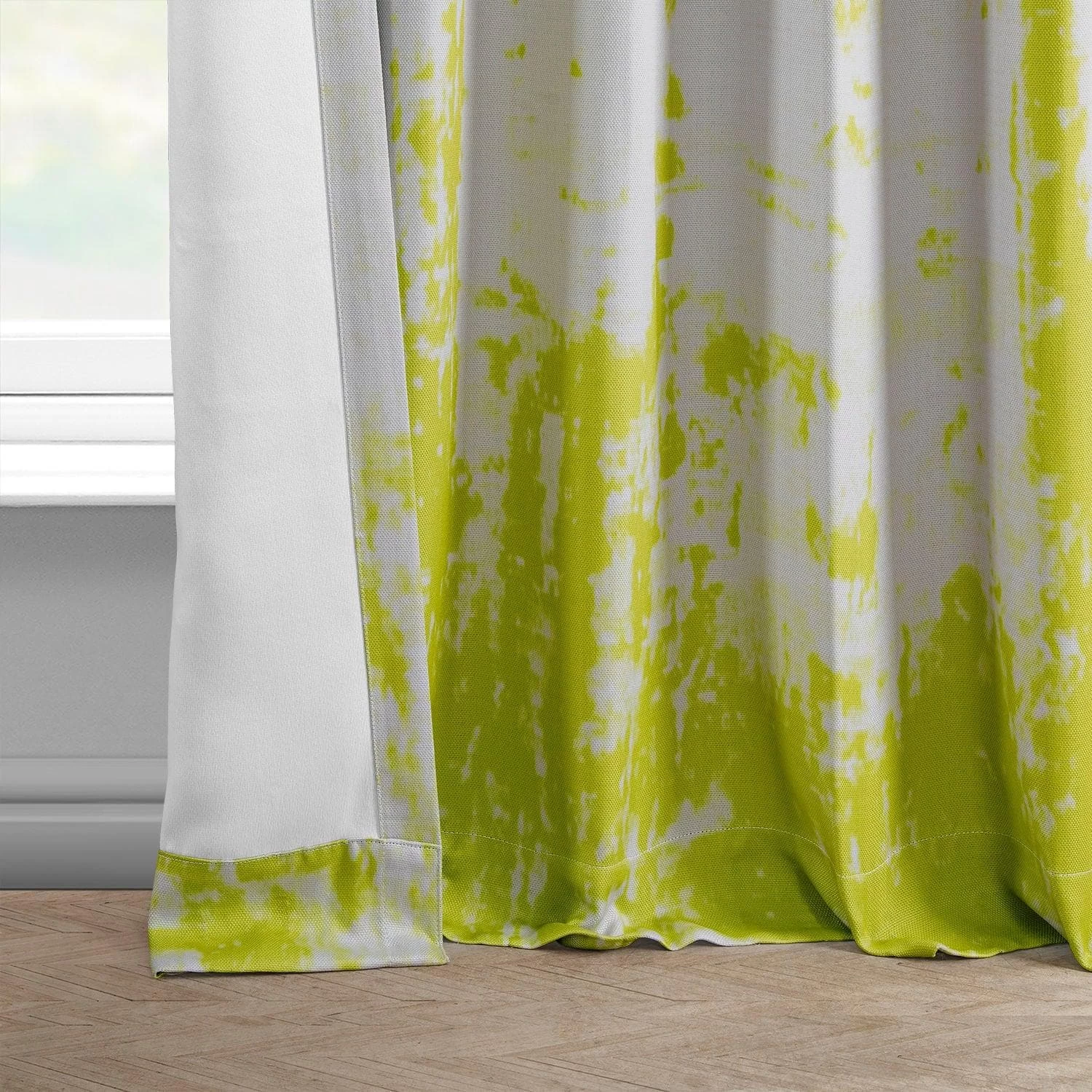 Dapple Green Printed Faux Linen Room Darkening Curtain 7 Dapple Green Printed Faux Linen Room Darkening Curtain - Image 5