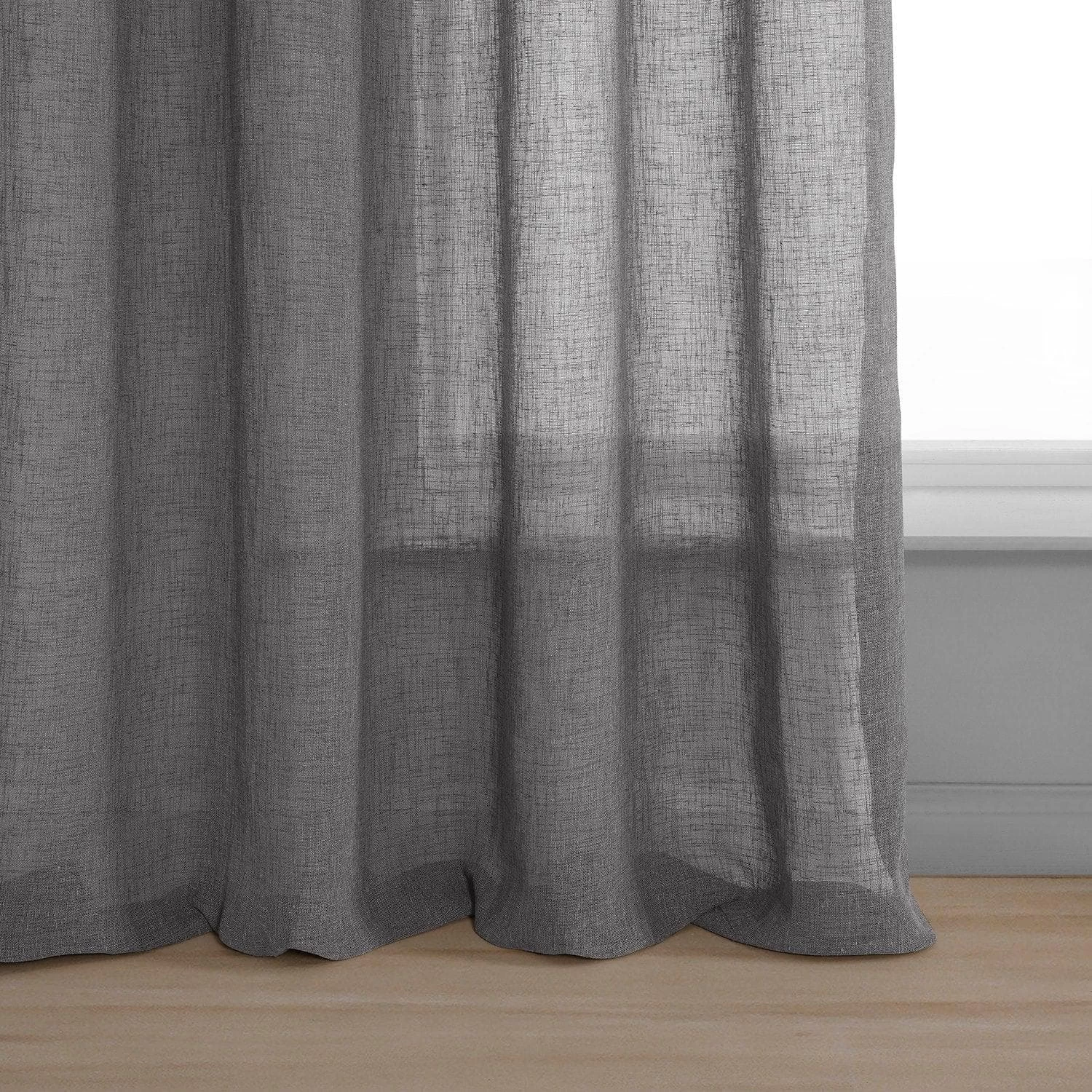 Gravel Grey Grommet Textured Faux Linen Sheer Curtain 7 Gravel Grey Grommet Textured Faux Linen Sheer Curtain - Image 5