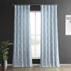 Droplets Light Blue Textured Printed Cotton Light Filtering Curtain -Chic Curtains Shop 6AA