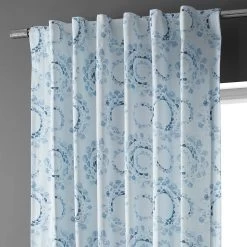 Droplets Light Blue Textured Printed Cotton Light Filtering Curtain 10 Droplets Light Blue Textured Printed Cotton Light Filtering Curtain -Chic Curtains Shop 6D