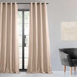 Antique Beige Grommet Faux Silk Taffeta Blackout Curtain -Chic Curtains Shop 6 3cec684b 0eec 4a43 ab48 3f0a9ec5bcfb