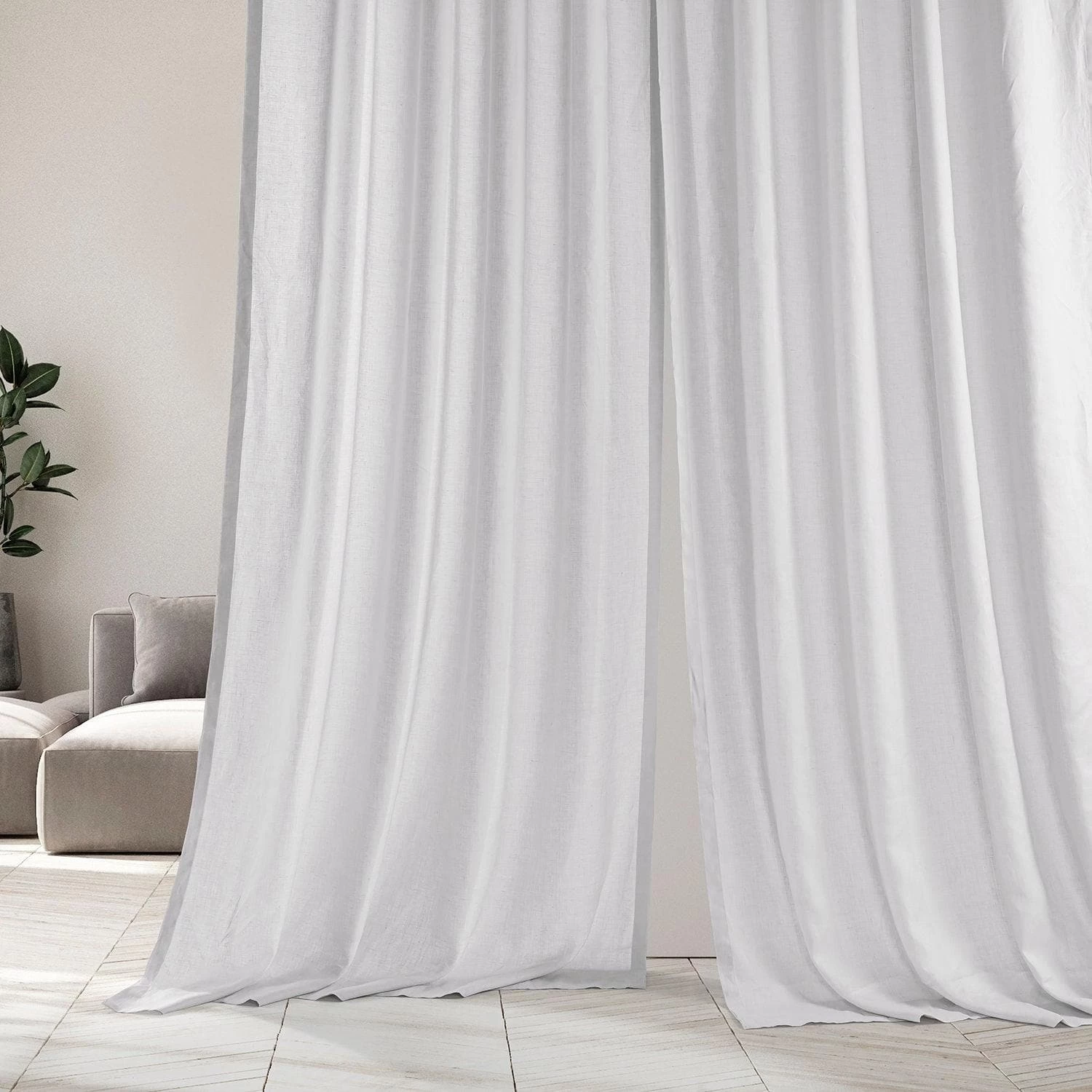 Purity White Deluxe French Linen Curtain 7 Purity White Deluxe French Linen Curtain - Image 5