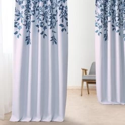 Temple Garden Blue Printed Faux Linen Room Darkening Curtain -Chic Curtains Shop 6 8e895bec 76b2 4d2d b848 86e0fe7c711d