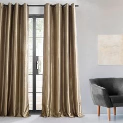 Gold Nugget Grommet Faux Silk Taffeta Blackout Curtain -Chic Curtains Shop 6 b8af18e0 b1f4 4c3a 8aad 444842e10508