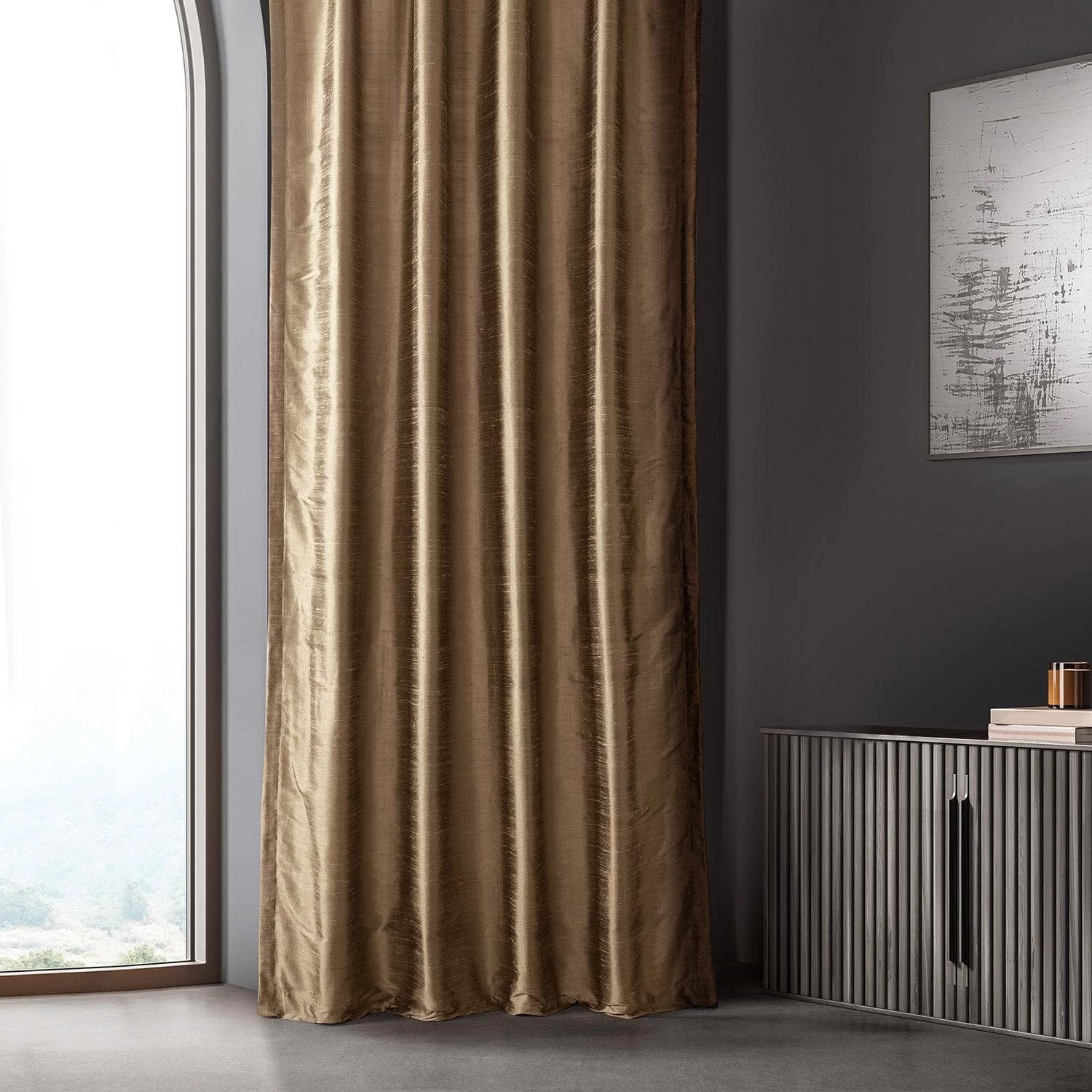 Mocha Textured Dupioni Silk Curtain 8 Mocha Textured Dupioni Silk Curtain - Image 6