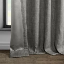 Blazer Grey French Pleat Textured Faux Linen Room Darkening Curtain -Chic Curtains Shop 83H