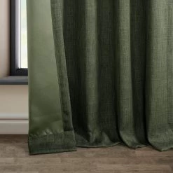 Tuscany Green French Pleat Textured Faux Linen Room Darkening Curtain 11 Tuscany Green French Pleat Textured Faux Linen Room Darkening Curtain -Chic Curtains Shop 85H