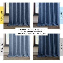 Denim French Pleat Textured Faux Linen Room Darkening Curtain -Chic Curtains Shop 86N