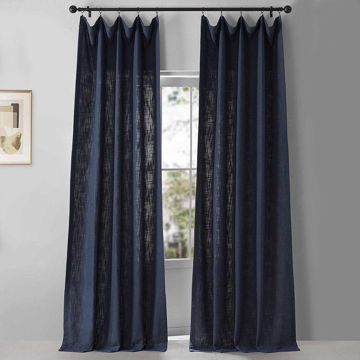 Ballpoint Blue Belga Faux Linen Curtain 3 Ballpoint Blue Belga Faux Linen Curtain