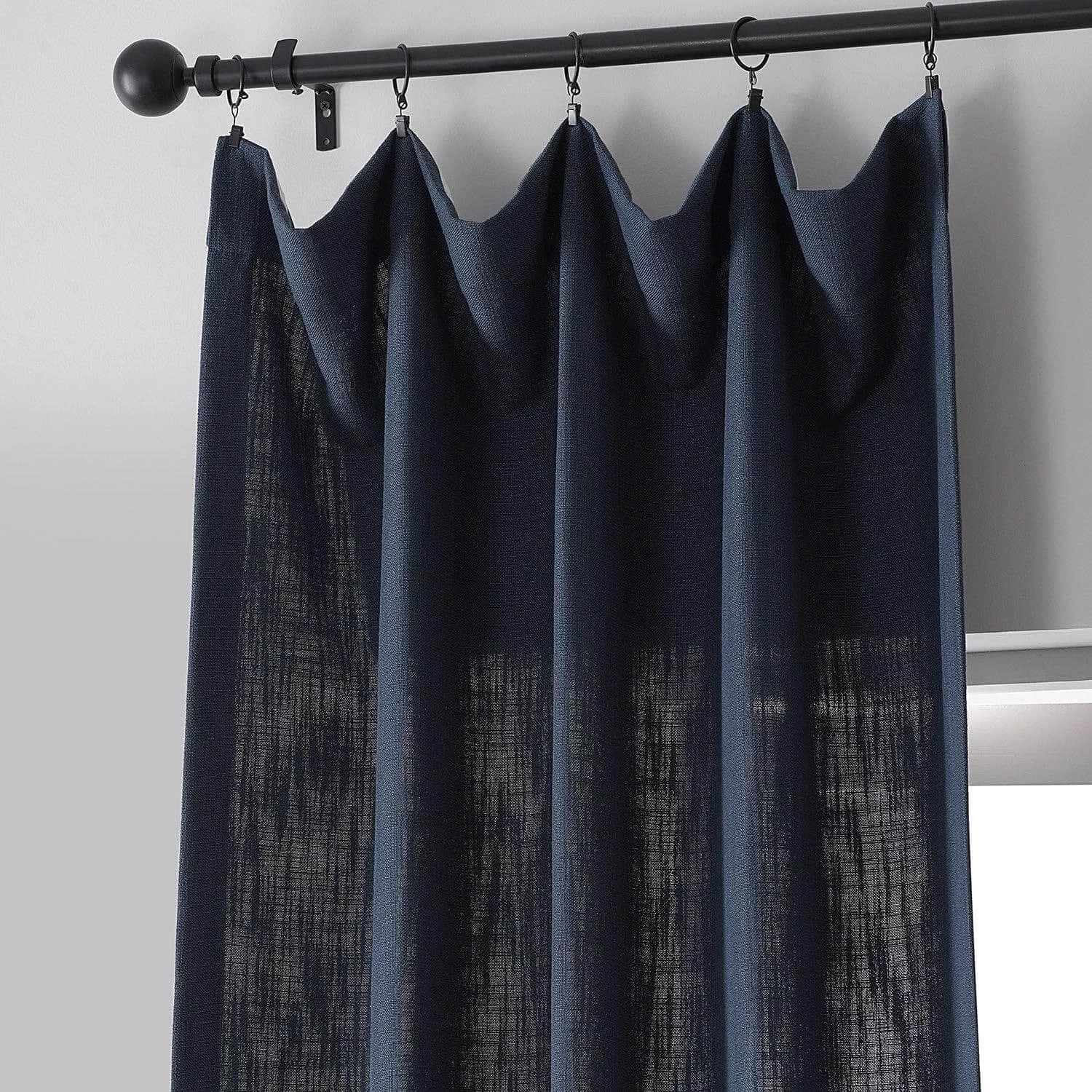 Ballpoint Blue Belga Faux Linen Curtain 4 Ballpoint Blue Belga Faux Linen Curtain - Image 2