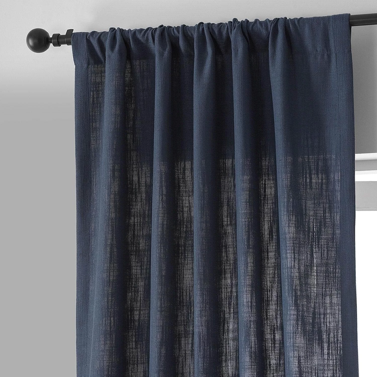 Ballpoint Blue Belga Faux Linen Curtain 5 Ballpoint Blue Belga Faux Linen Curtain - Image 3