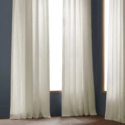 Light Ivory French Pleat Barcelona Linen Curtain -Chic Curtains Shop BLNP 230401 FP front view 1