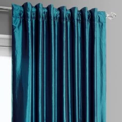 Banded Mediterranean Faux Silk Taffeta & Alavon Blue Plush Velvet Curtain -Chic Curtains Shop BN P003B161270 94376 3