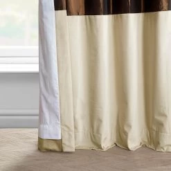 Banded Copper Brown Faux Silk Taffeta & Macchiato Beige Plush Velvet Curtain -Chic Curtains Shop BN P209B198602 94375 4