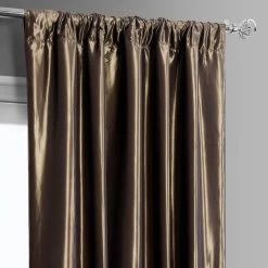 Banded Mushroom Faux Silk Taffeta & Macchiato Beige Plush Velvet Curtain -Chic Curtains Shop BN P27B198602 94374 2