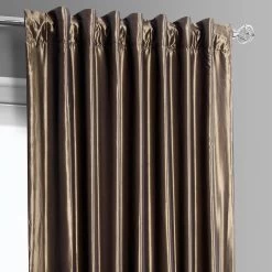 Banded Mushroom Faux Silk Taffeta & Macchiato Beige Plush Velvet Curtain -Chic Curtains Shop BN P27B198602 94374 3