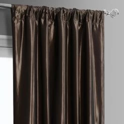 Banded Java Faux Silk Taffeta & Au Lait Creme Plush Velvet Curtain -Chic Curtains Shop BN P912B198593 94373 2