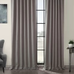 Neutral Grey Room Darkening Curtain -Chic Curtains Shop BOCH 174402 front view b