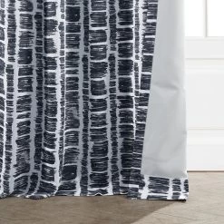 Matchstick Charcoal Black Room Darkening Curtain 12 Matchstick Charcoal Black Room Darkening Curtain -Chic Curtains Shop BOCH HKC21066A lining view