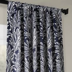 Flora Navy Room Darkening Curtain -Chic Curtains Shop BOCH KC103A 35134 1