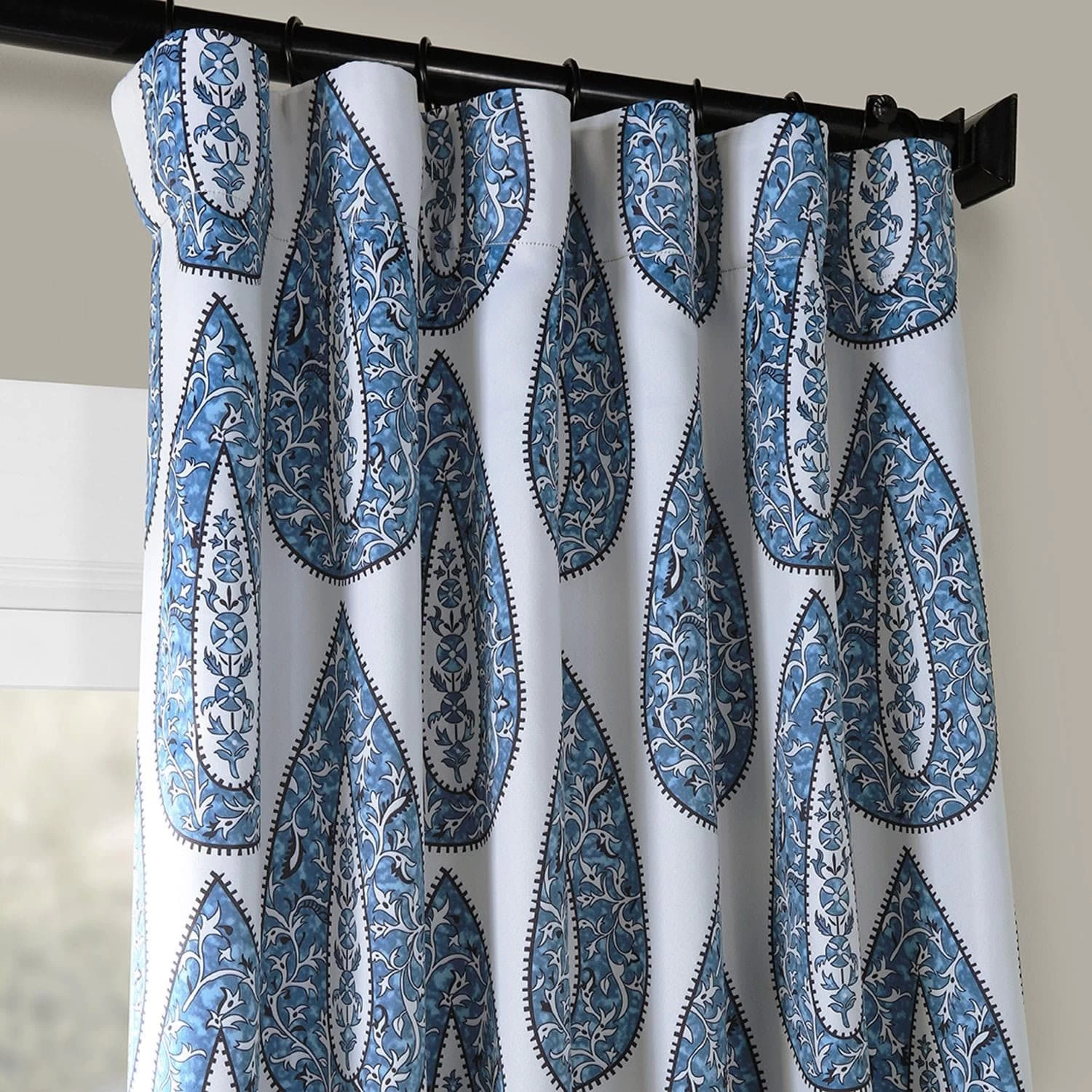Medallion Blue Room Darkening Curtain 4 Medallion Blue Room Darkening Curtain - Image 2