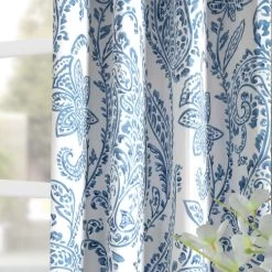Tea Time China Blue Grommet Room Darkening Curtain -Chic Curtains Shop BOCH KC16072 GR alt1
