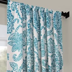 Tea Time Teal Room Darkening Curtain -Chic Curtains Shop BOCH KC16072E 49490 1