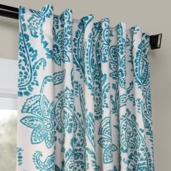 Tea Time Teal Room Darkening Curtain -Chic Curtains Shop BOCH KC16072E 49490 2
