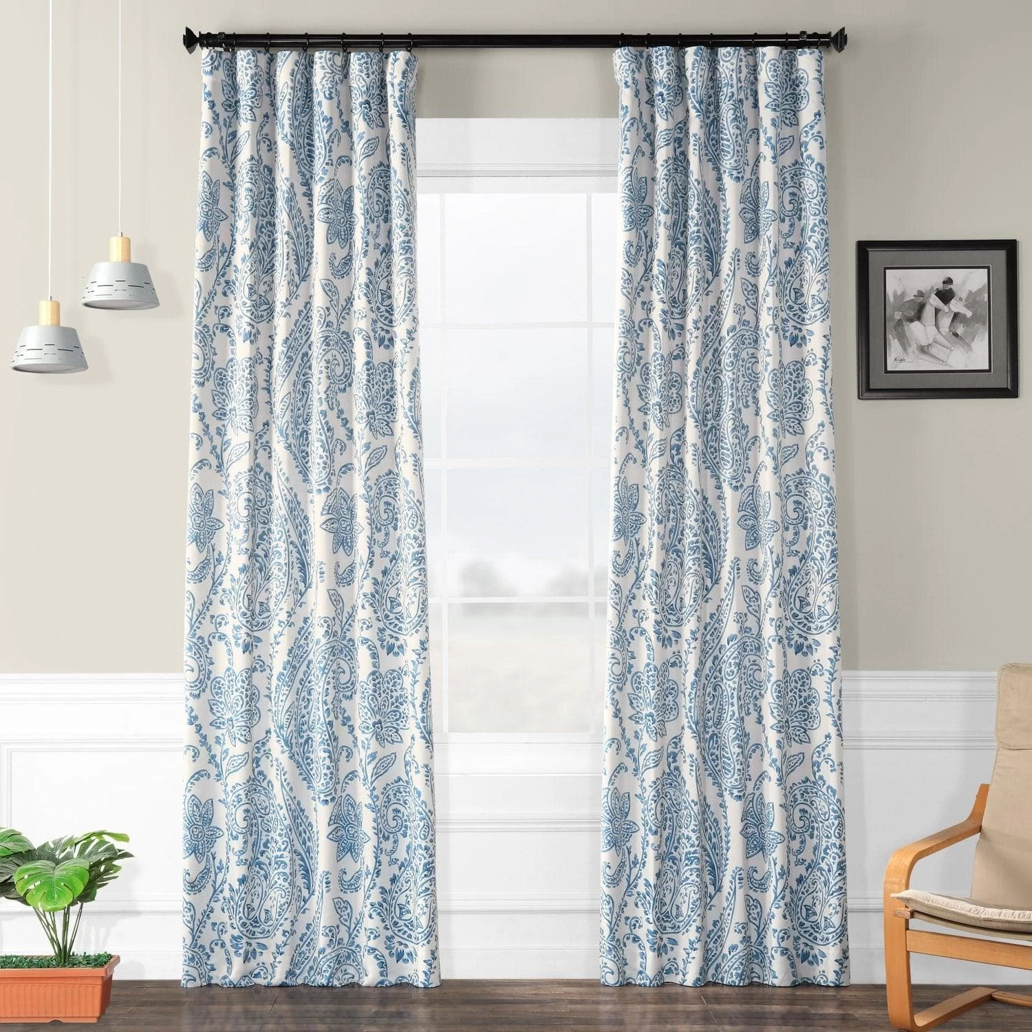 Tea Time China Blue Room Darkening Curtain 3 Tea Time China Blue Room Darkening Curtain