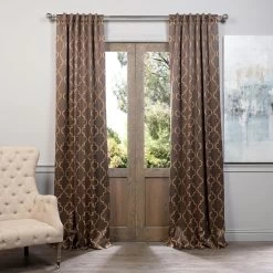Seville Taupe & Gold Room Darkening Curtain