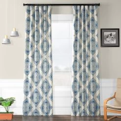 Henna Blue Room Darkening Curtain