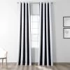 Awning Black & Fog White Striped Grommet Room Darkening Curtain