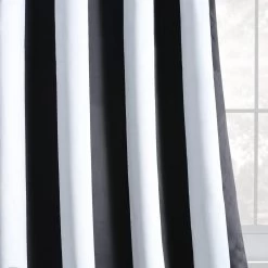 Awning Black & Fog White Striped Grommet Room Darkening Curtain -Chic Curtains Shop BOCH KC43 GR 25648 2