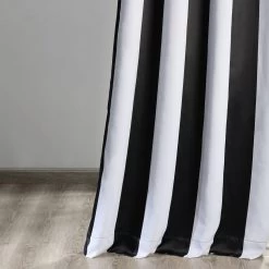 Awning Black & Fog White Striped Grommet Room Darkening Curtain -Chic Curtains Shop BOCH KC43 GR 25648 3