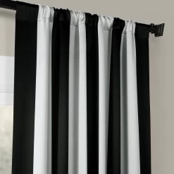 Awning Black & Fog White Striped Room Darkening Curtain -Chic Curtains Shop BOCH KC43 25641 1