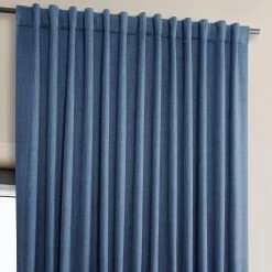Denim Extra Wide Textured Faux Linen Room Darkening Curtain 10 Denim Extra Wide Textured Faux Linen Room Darkening Curtain -Chic Curtains Shop BOCH LN18512 DW back tab header