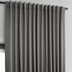 Blazer Grey Extra Wide Textured Faux Linen Room Darkening Curtain 10 Blazer Grey Extra Wide Textured Faux Linen Room Darkening Curtain -Chic Curtains Shop BOCH LN18513 DW back tab header