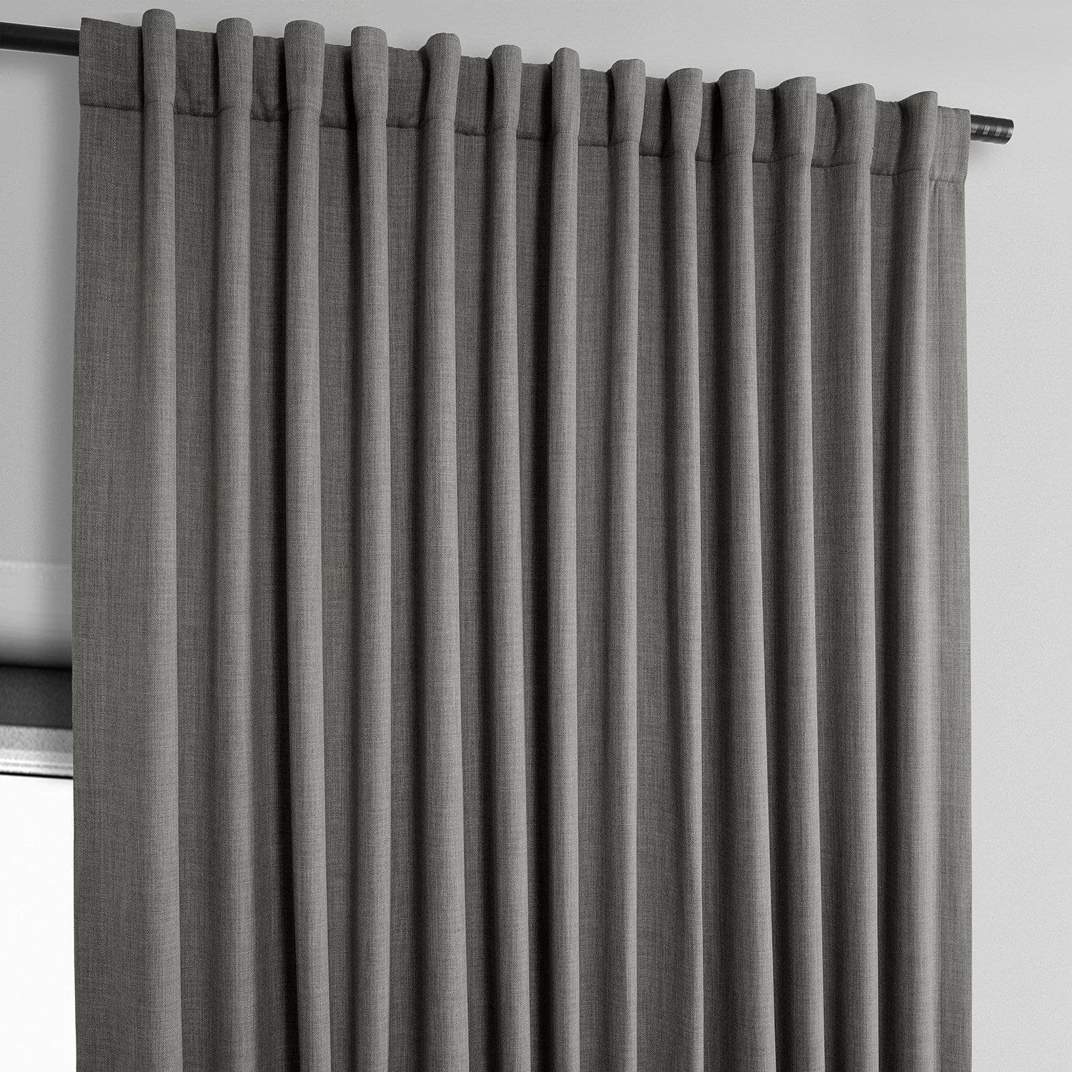 Blazer Grey Extra Wide Textured Faux Linen Room Darkening Curtain 5 Blazer Grey Extra Wide Textured Faux Linen Room Darkening Curtain - Image 3
