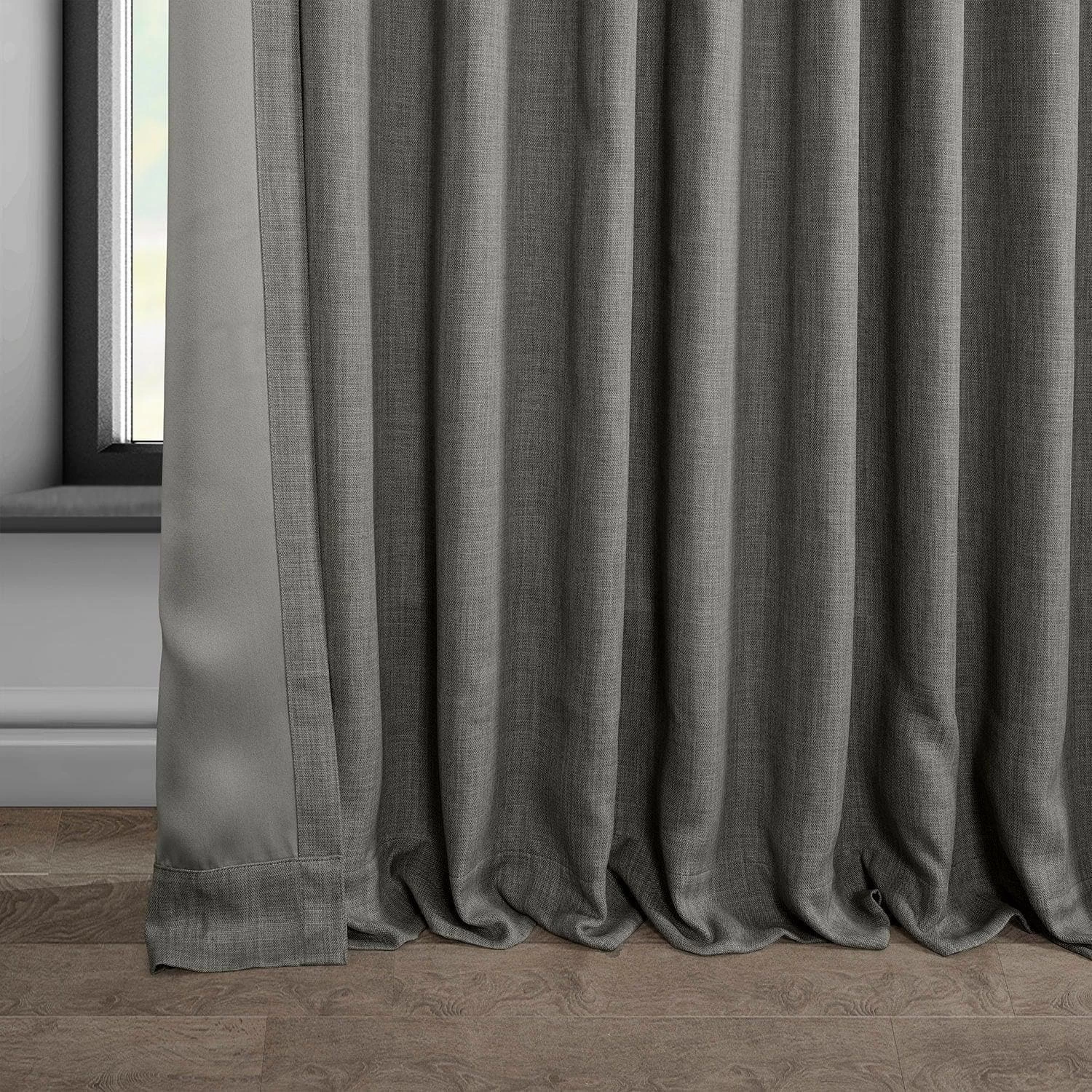 Blazer Grey Extra Wide Textured Faux Linen Room Darkening Curtain 7 Blazer Grey Extra Wide Textured Faux Linen Room Darkening Curtain - Image 5