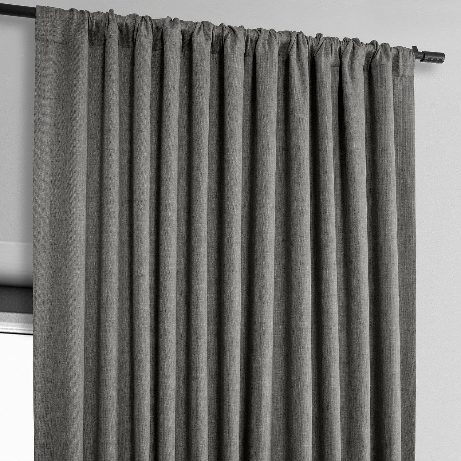 Blazer Grey Extra Wide Textured Faux Linen Room Darkening Curtain 6 Blazer Grey Extra Wide Textured Faux Linen Room Darkening Curtain - Image 4