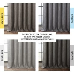 Blazer Grey Textured Faux Linen Room Darkening Curtain -Chic Curtains Shop BOCH LN18513 angled front view