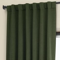 Tuscany Green Textured Faux Linen Room Darkening Curtain 10 Tuscany Green Textured Faux Linen Room Darkening Curtain -Chic Curtains Shop BOCH LN18520 back tab header