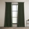 Tuscany Green Textured Faux Linen Room Darkening Curtain -Chic Curtains Shop BOCH LN18520 front view