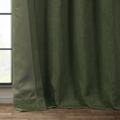 Tuscany Green Textured Faux Linen Room Darkening Curtain 12 Tuscany Green Textured Faux Linen Room Darkening Curtain -Chic Curtains Shop BOCH LN18520 lining view