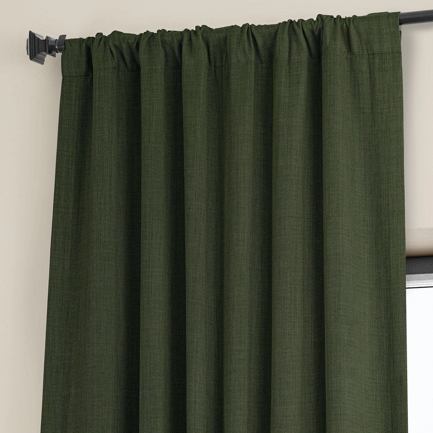 Tuscany Green Textured Faux Linen Room Darkening Curtain 6 Tuscany Green Textured Faux Linen Room Darkening Curtain - Image 4