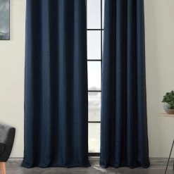 Indigo Grommet Textured Faux Linen Room Darkening Curtain -Chic Curtains Shop BOCH LN1853 GR 41989 3