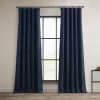 Indigo Textured Faux Linen Room Darkening Curtain 1 Indigo Textured Faux Linen Room Darkening Curtain -Chic Curtains Shop BOCH LN1853 front view
