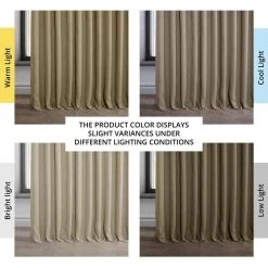 Nomad Tan Extra Wide Textured Faux Linen Room Darkening Curtain -Chic Curtains Shop BOCH LN18538 DW angled front view