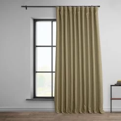 Nomad Tan Extra Wide Textured Faux Linen Room Darkening Curtain