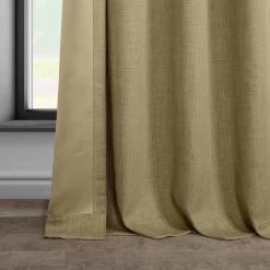 Nomad Tan Textured Faux Linen Room Darkening Curtain 12 Nomad Tan Textured Faux Linen Room Darkening Curtain -Chic Curtains Shop BOCH LN18538 GR lining view